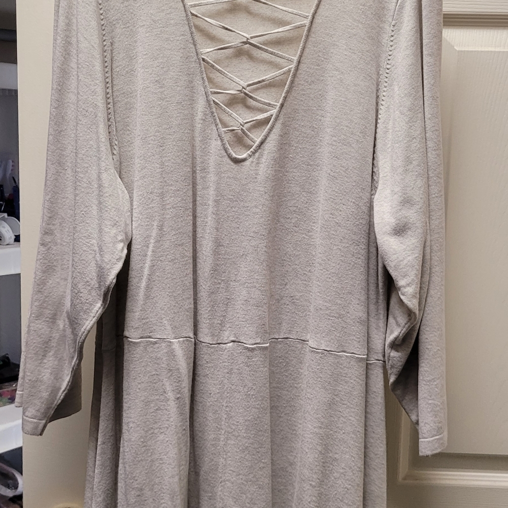 Oatmeal Lattice Sweater Knit Dress